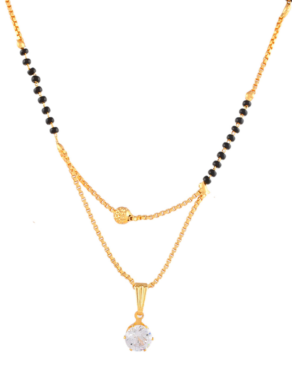 Gold Plated Black Bead Mangalsutra | Traditional & Daily Wear Jewellery