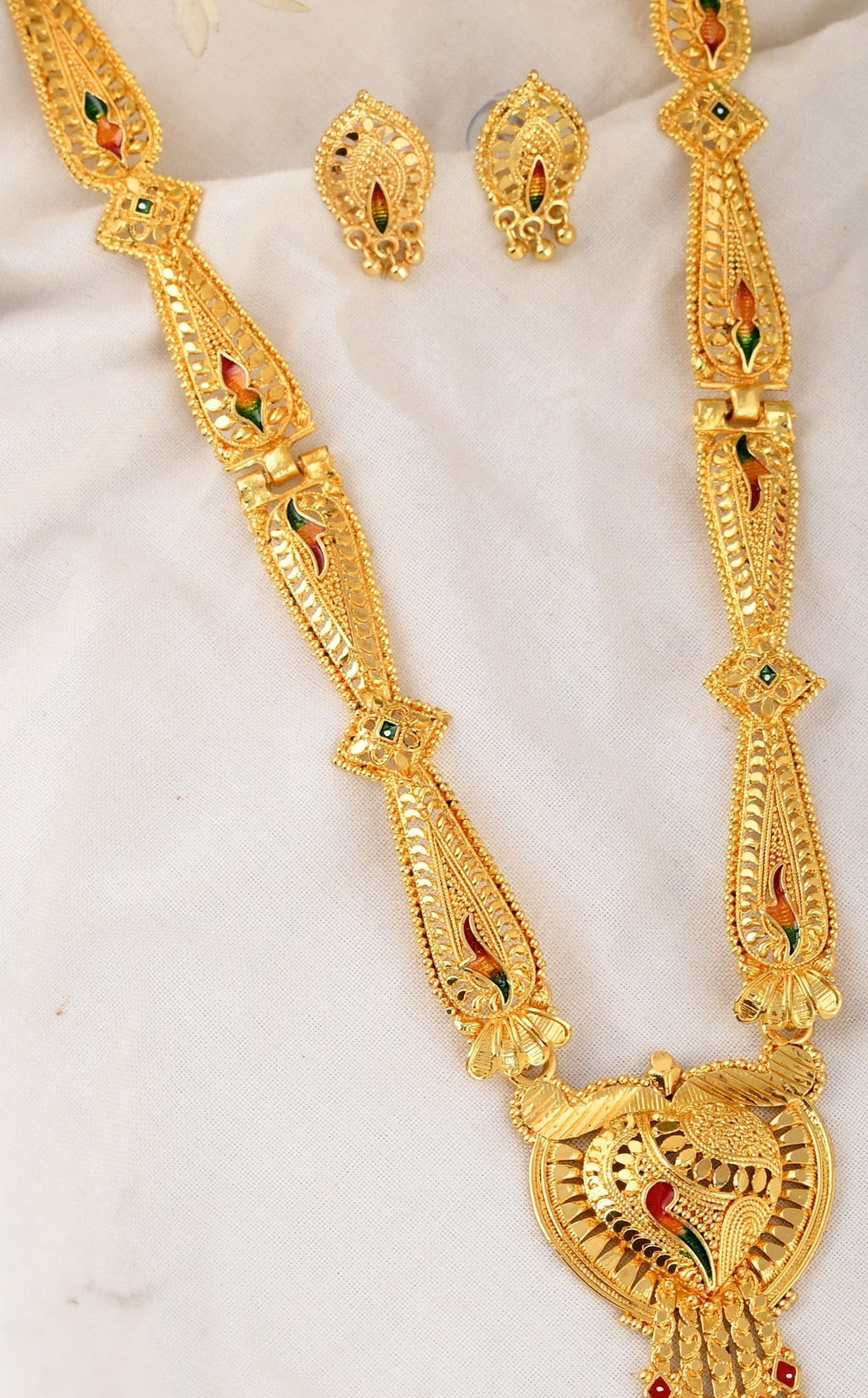 Gold Plated Ethnic Meenakari Long Jewellery Set For Women