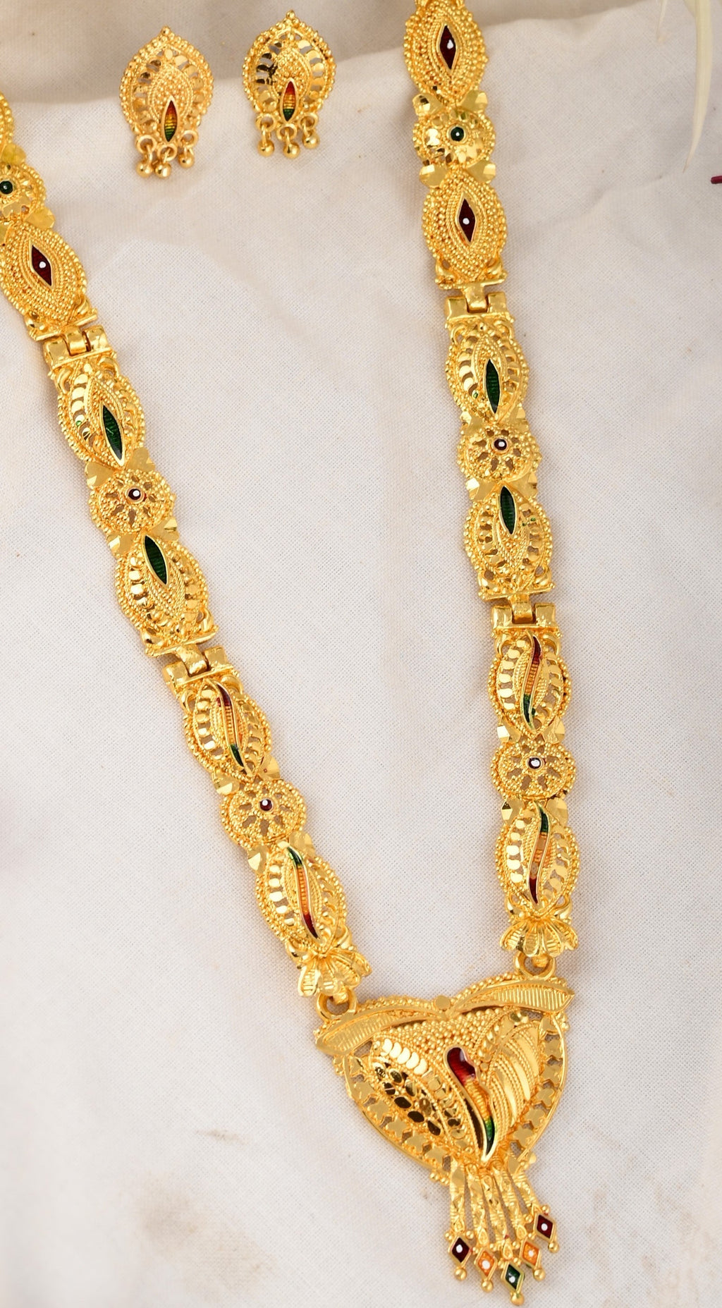 Gold Plated Ethnic Long Temple Jewellery Set For Women