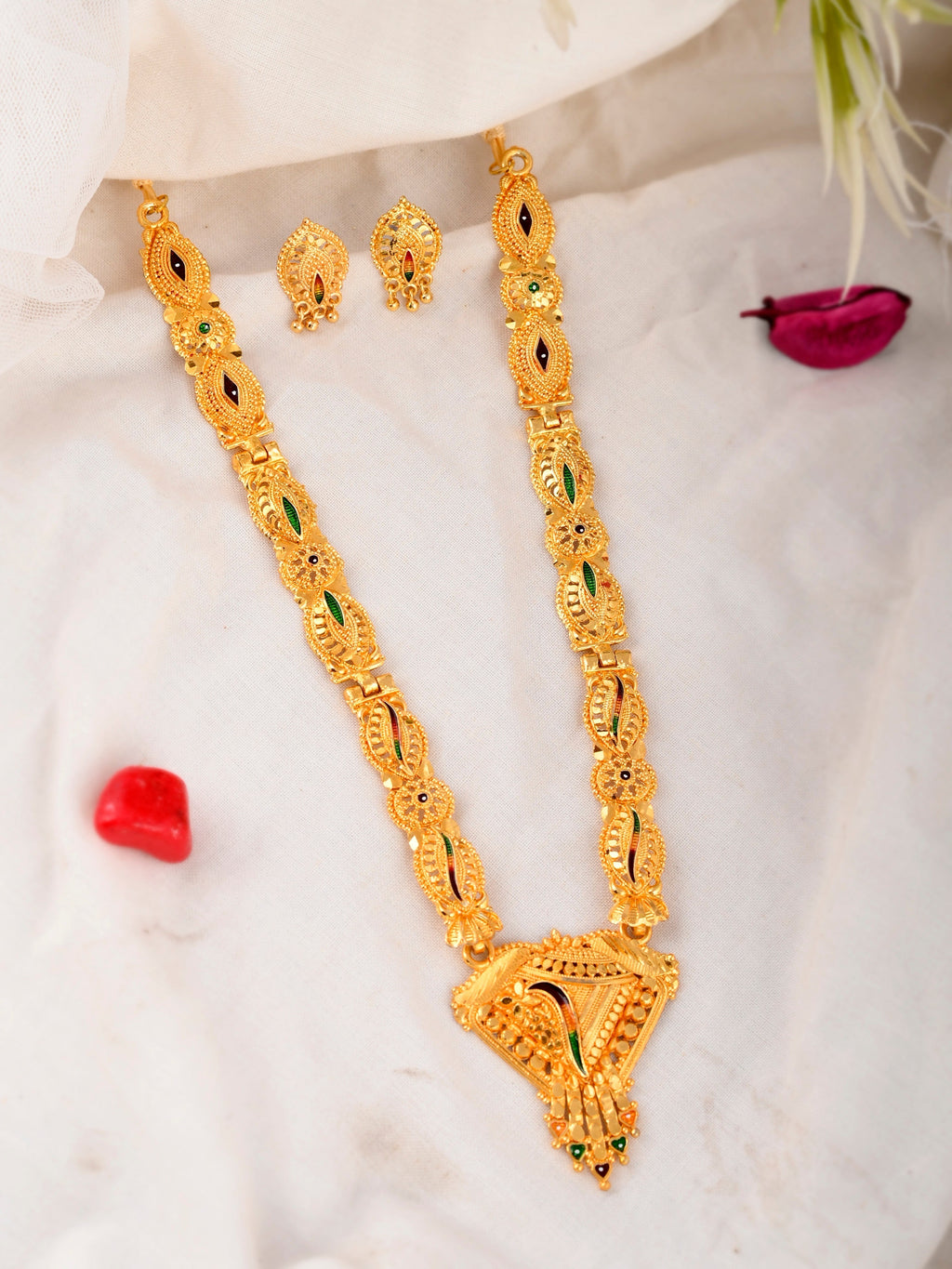 Gold Plated Handcrafted Meenakari Jewellery Set For Women