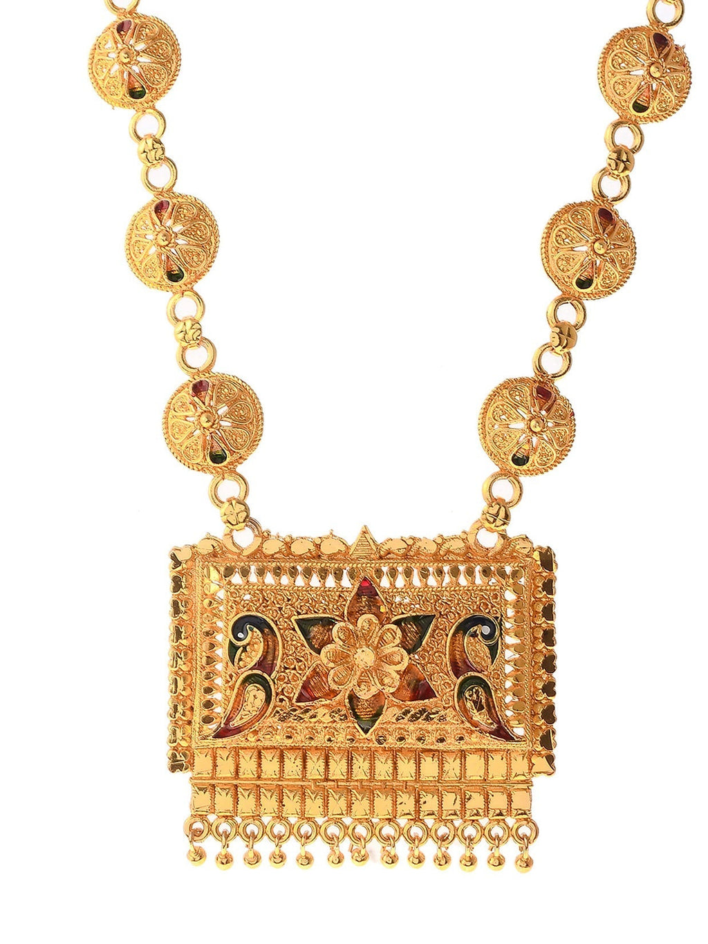 Gold Plated Meenakari Handcrafted Temple Jewellery Set For Women