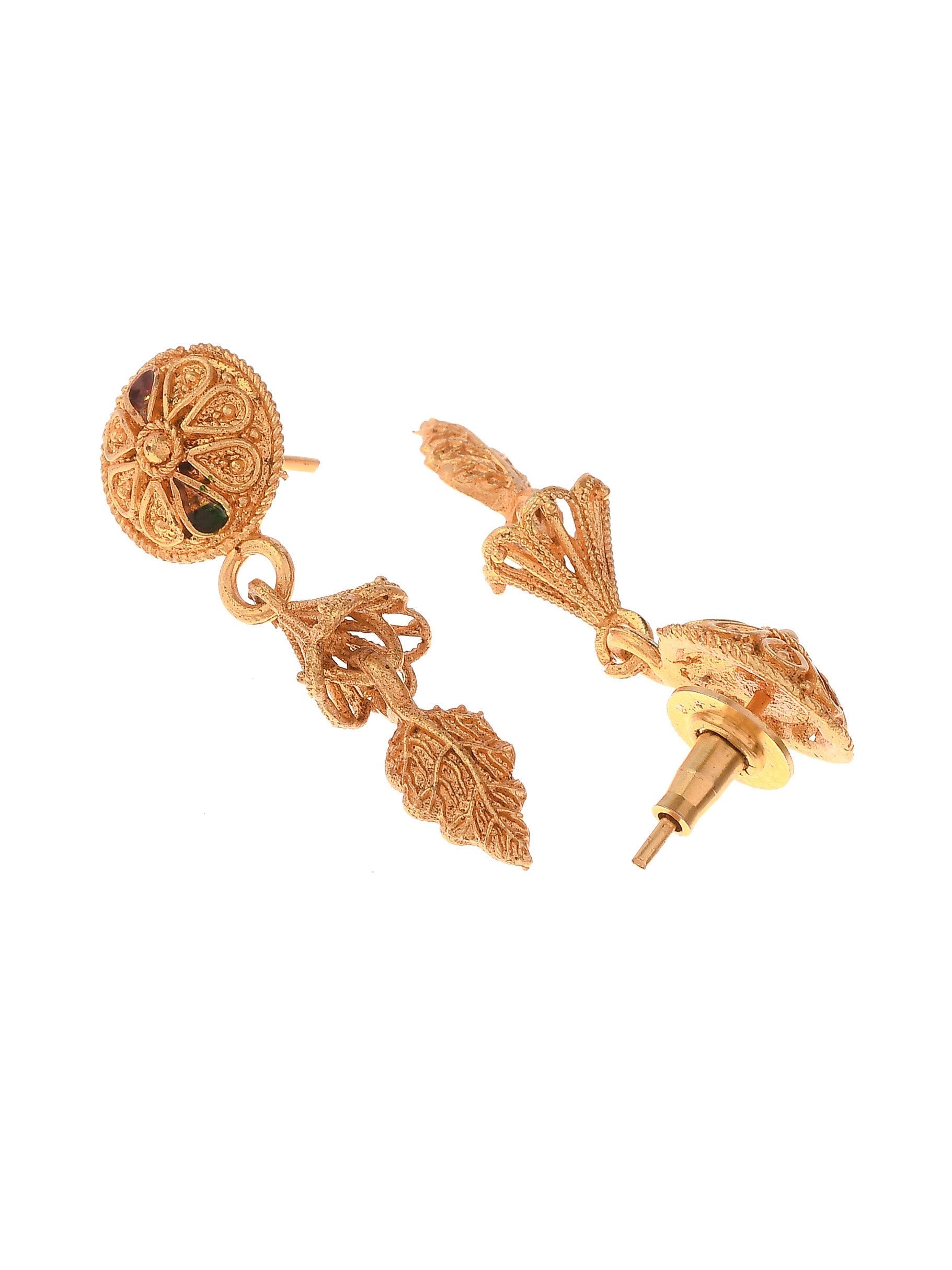 Gold Plated Meenakari Handcrafted Temple Jewellery Set For Women