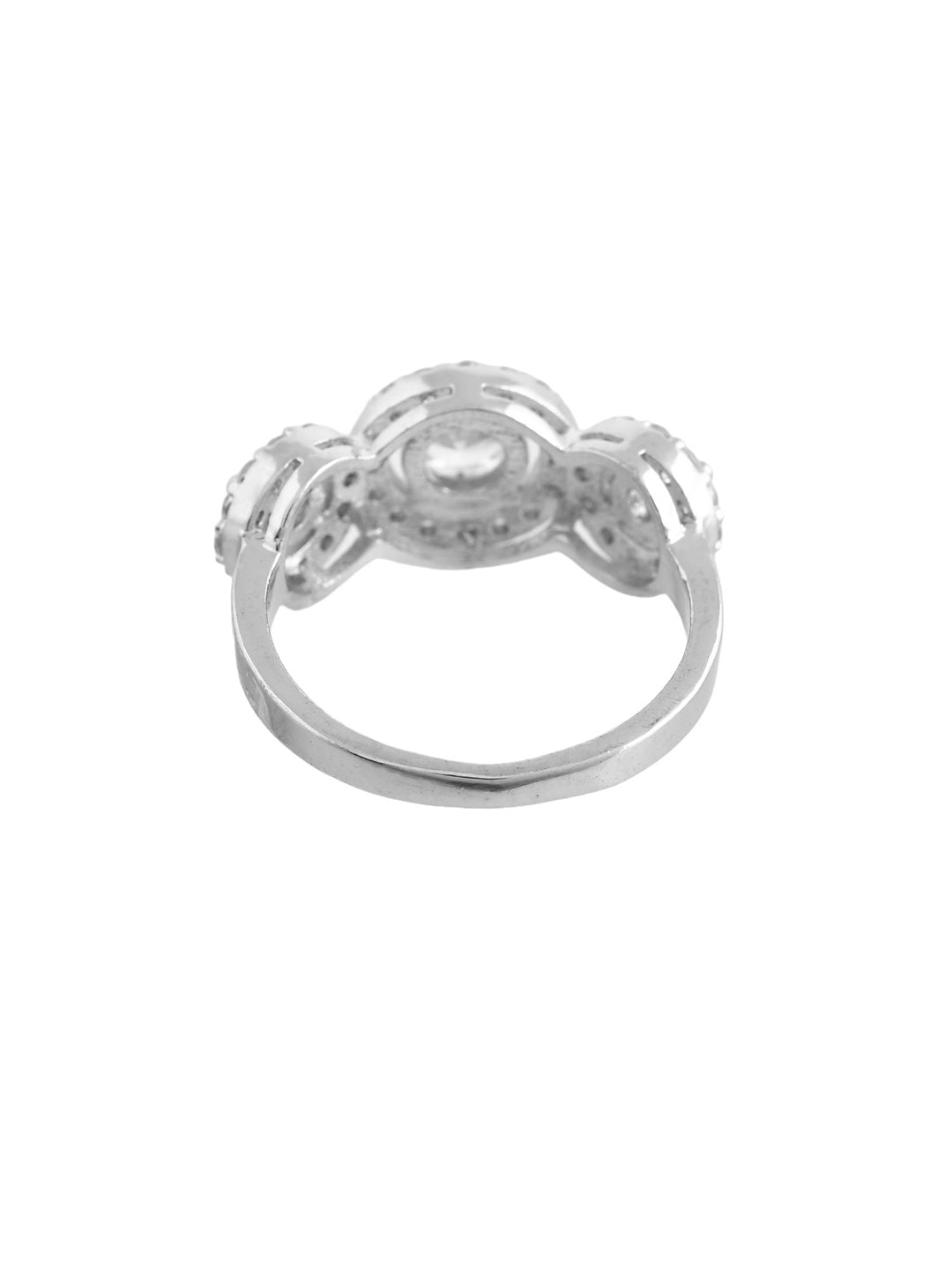 American  Diamond Studded  Silver-Plated Finger Ring For Women