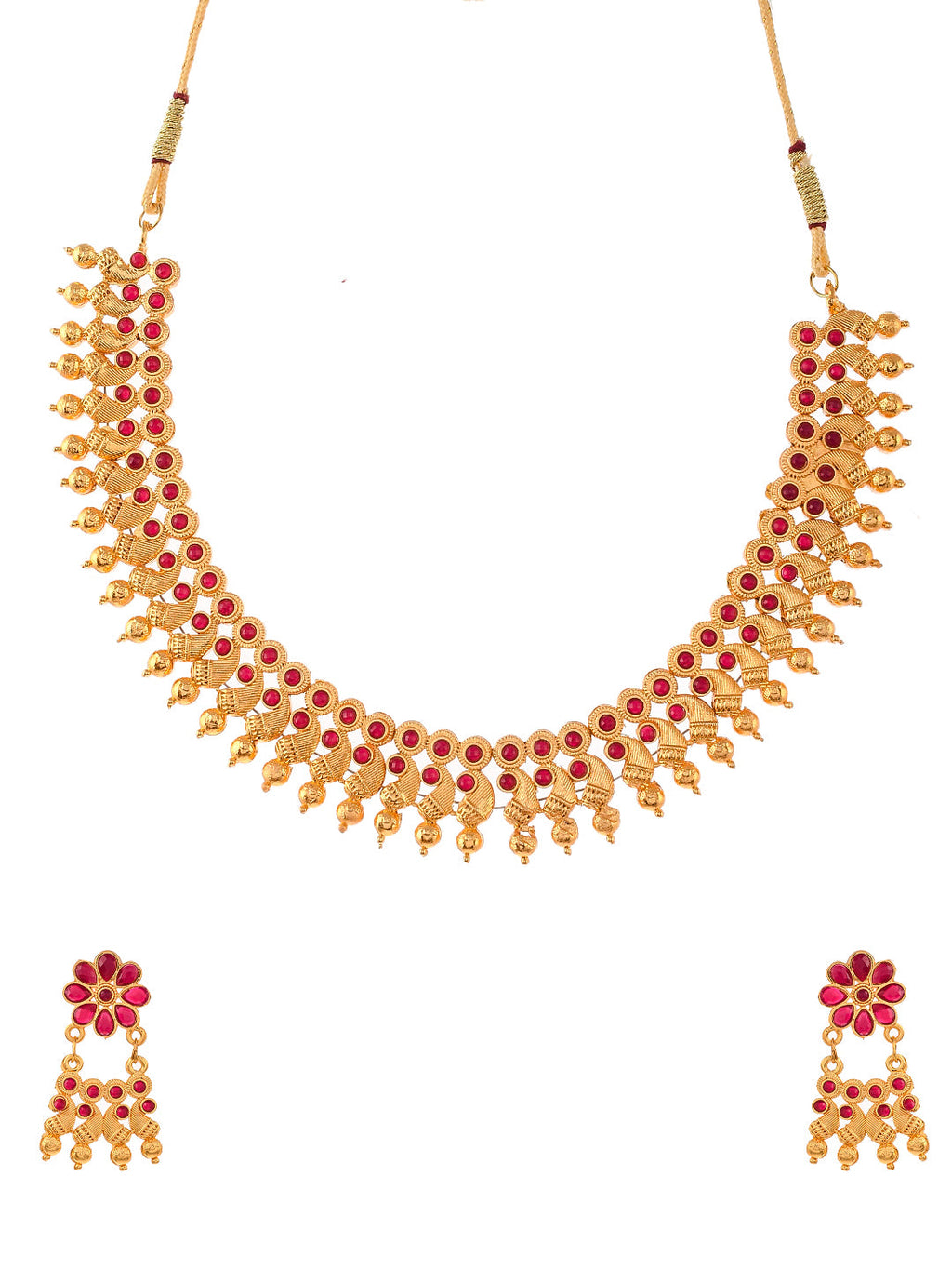 Gold Plated Handcrafted Floral Jewellery Set For Women