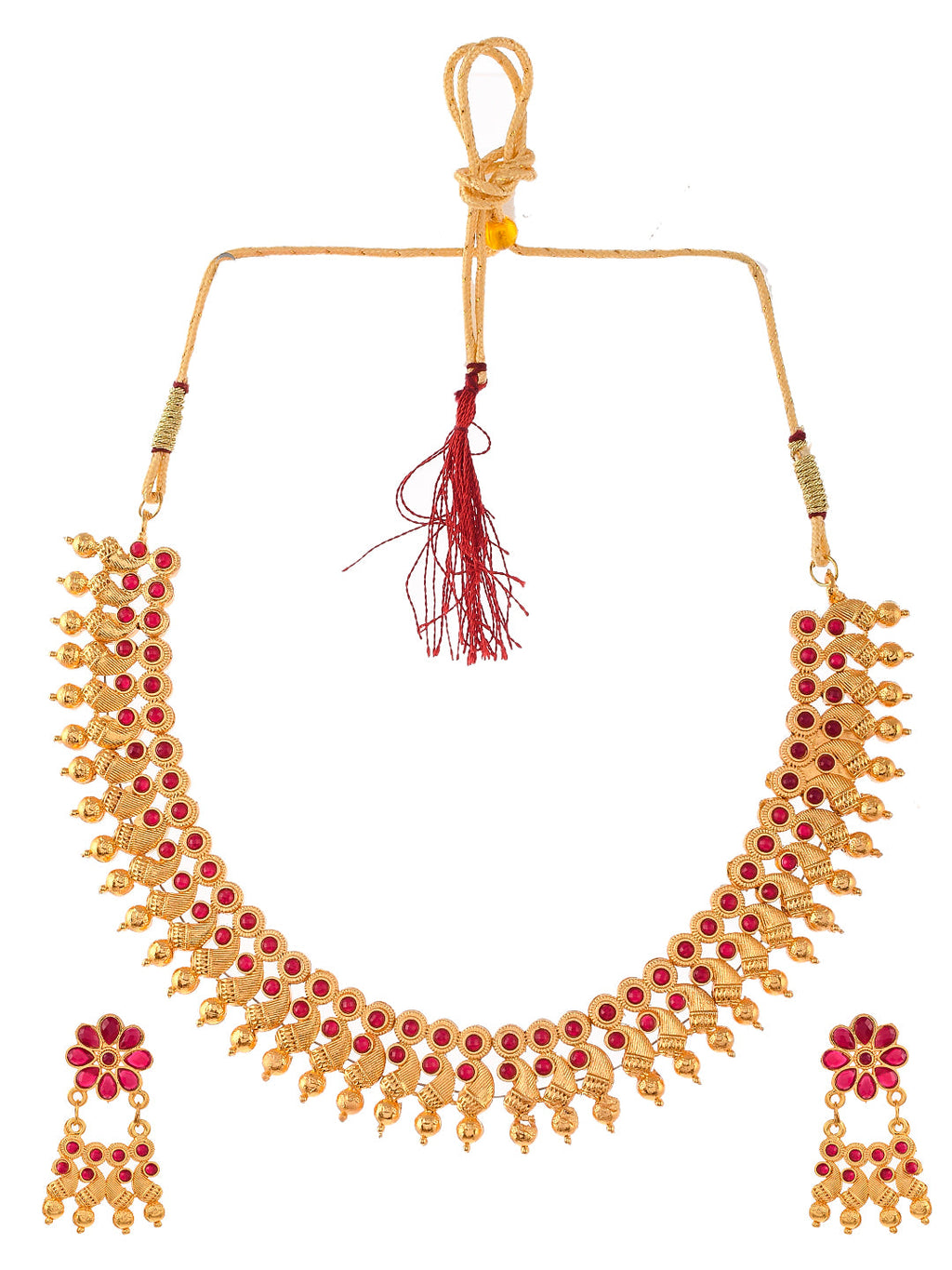 Gold Plated Handcrafted Floral Jewellery Set For Women