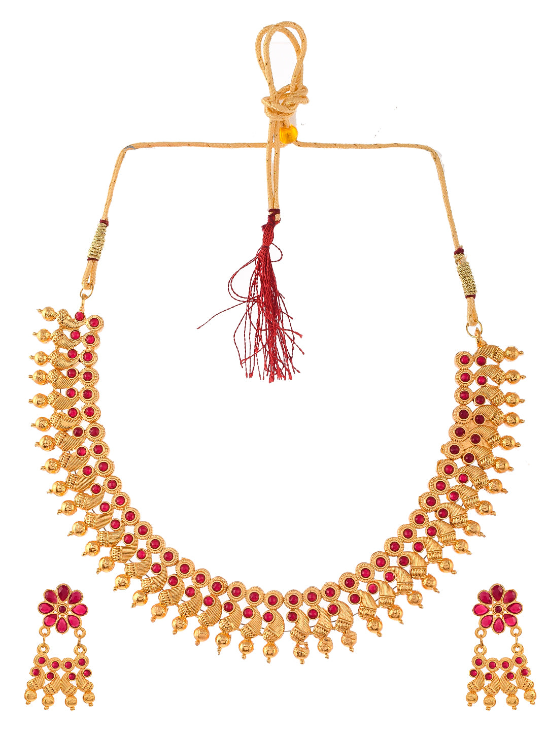 Gold Plated Handcrafted Floral Jewellery Set For Women