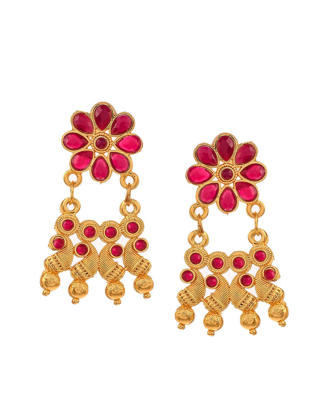 Gold Plated Handcrafted Floral Jewellery Set For Women