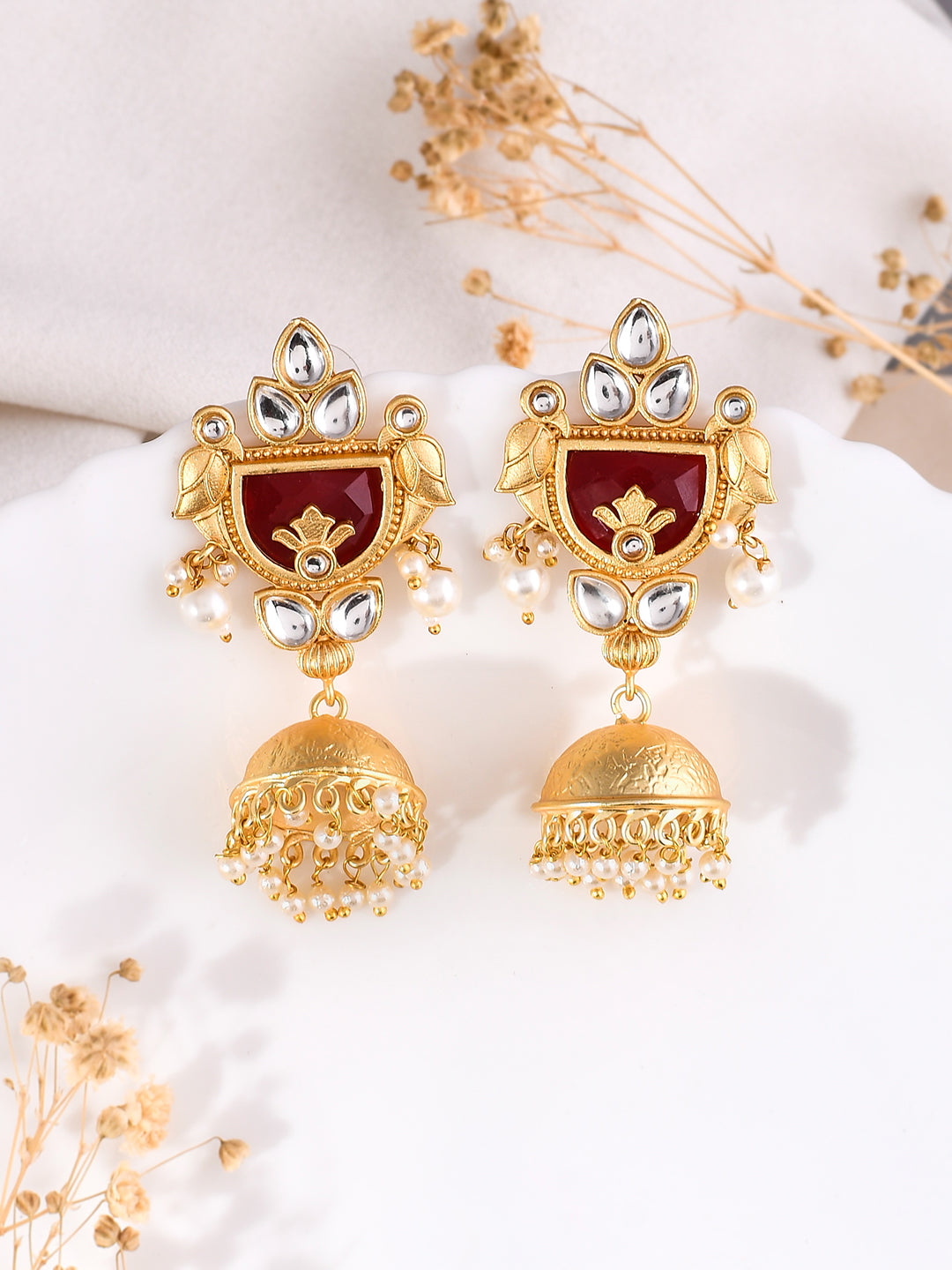 Gold-Plated  and Pearl Jhumka For Women