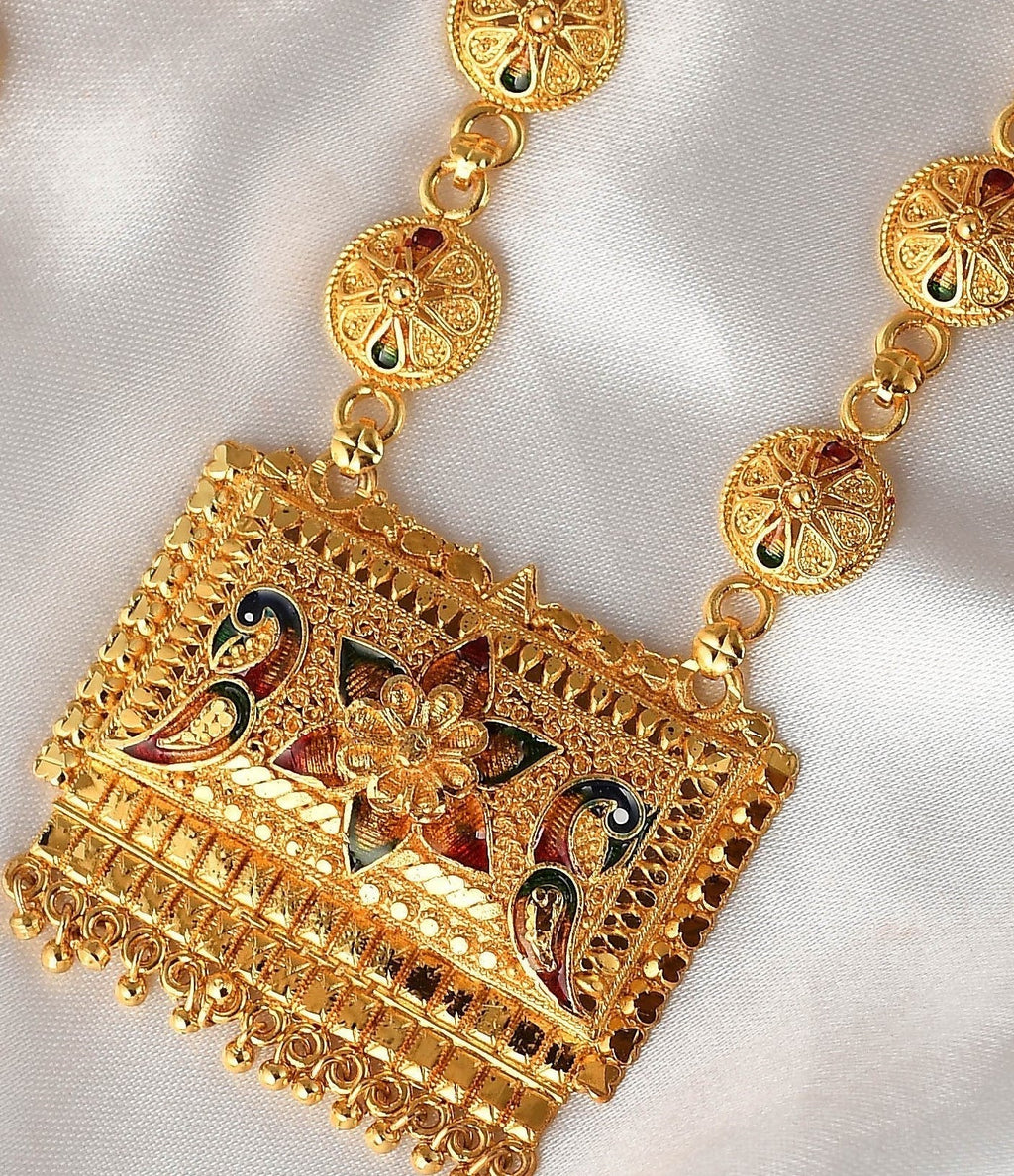 Gold Plated Meenakari Handcrafted Temple Jewellery Set For Women