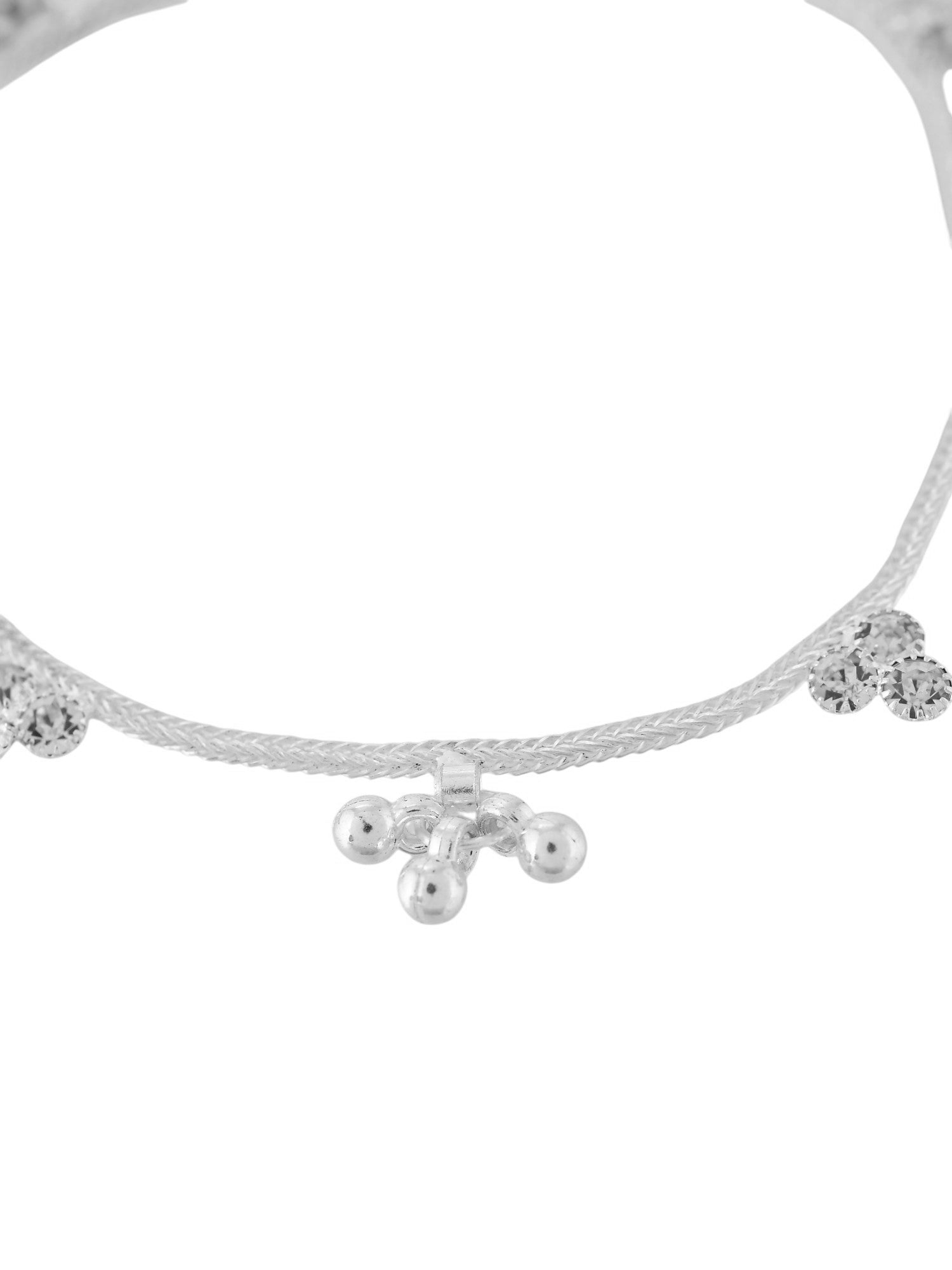 Silver Anklet With Floral | Bell Charms Anklet For Women