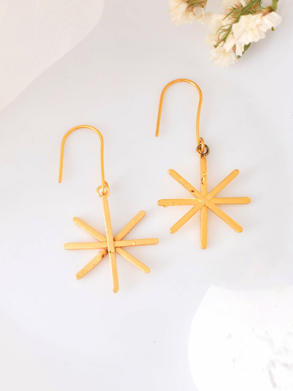 Radiant Gold Starburst Earrings For Women