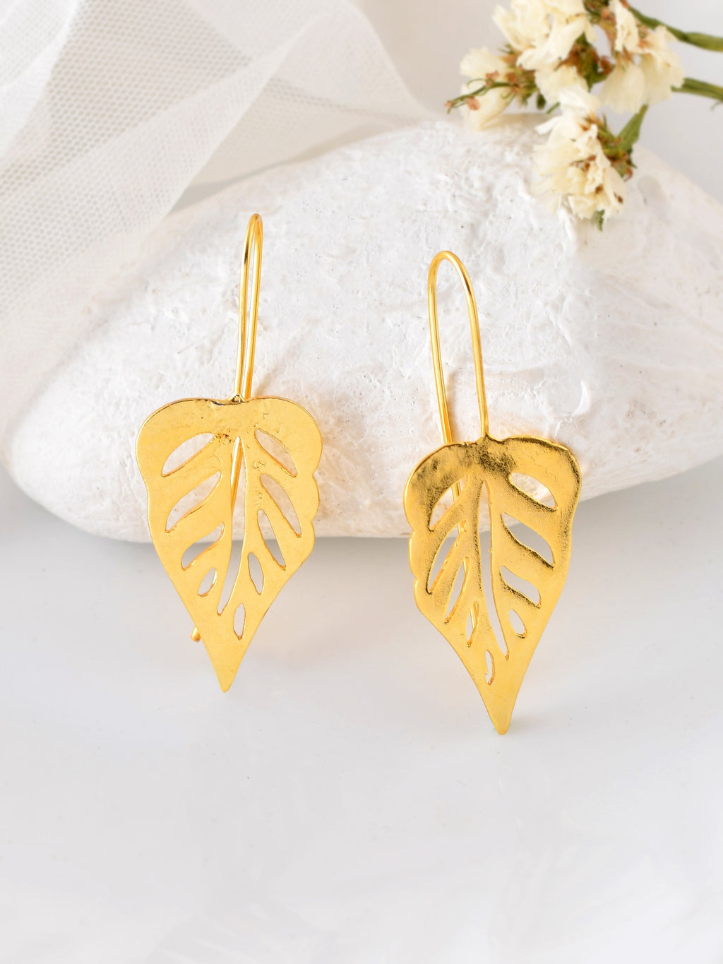 Gold Leaf Ethnic Party Wear Earrings For Women