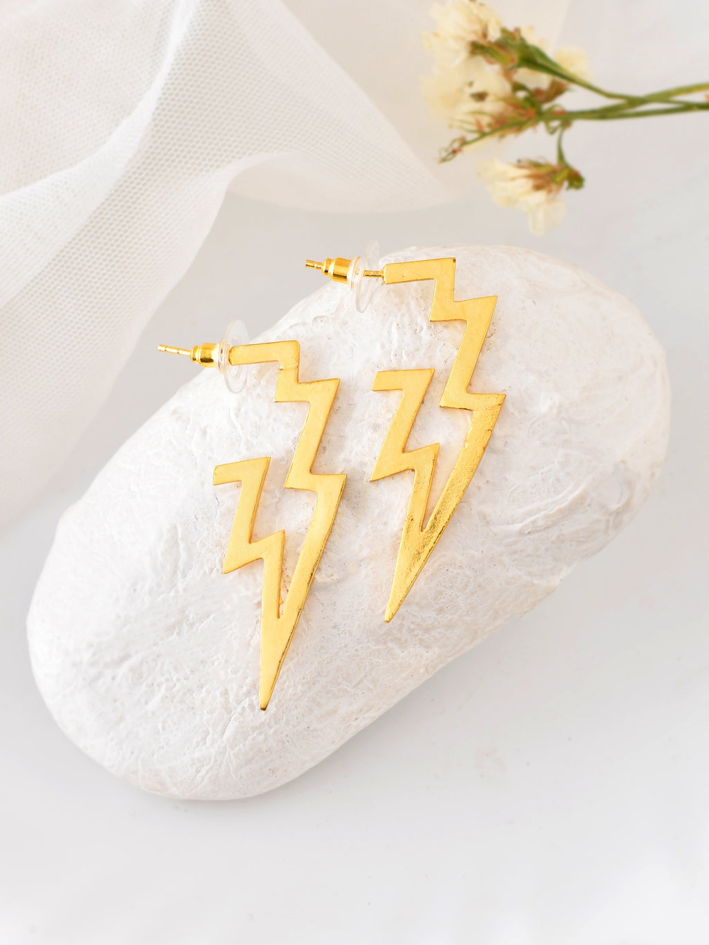 Gold Lightning Bolt Earrings For Women