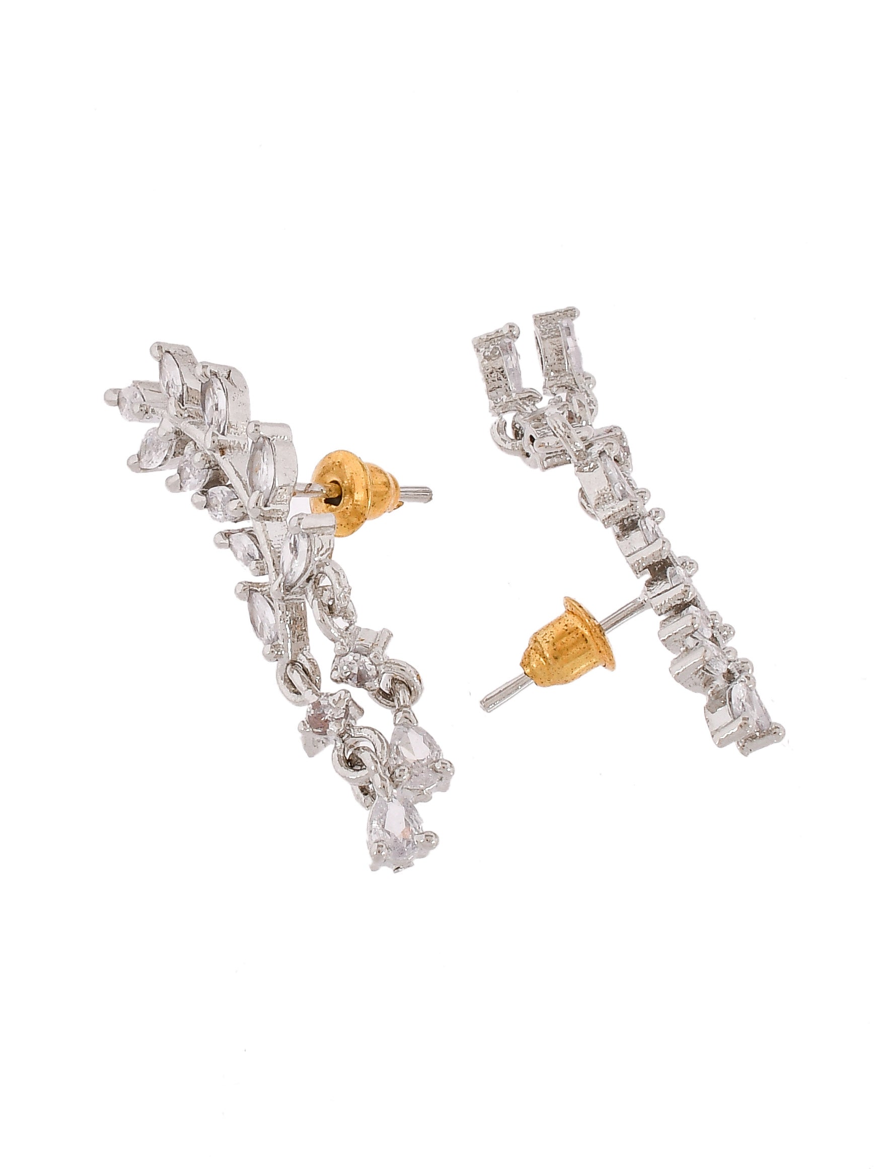 American Diamond Leaf Stud Earrings For Women