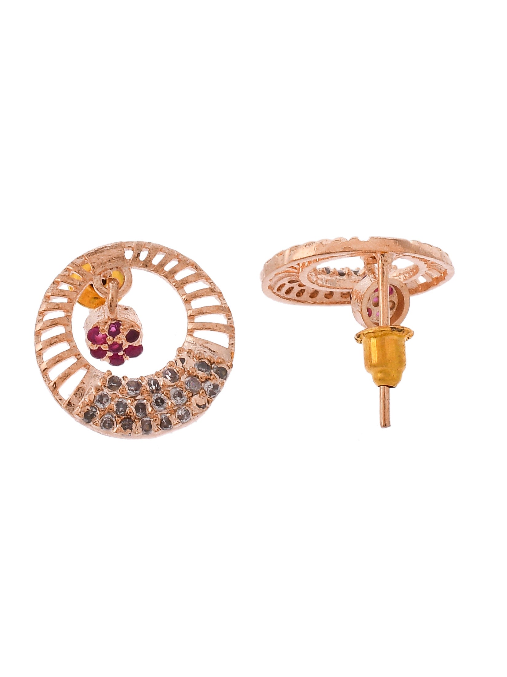 American Diamond Rose Gold Pendant With Earrings