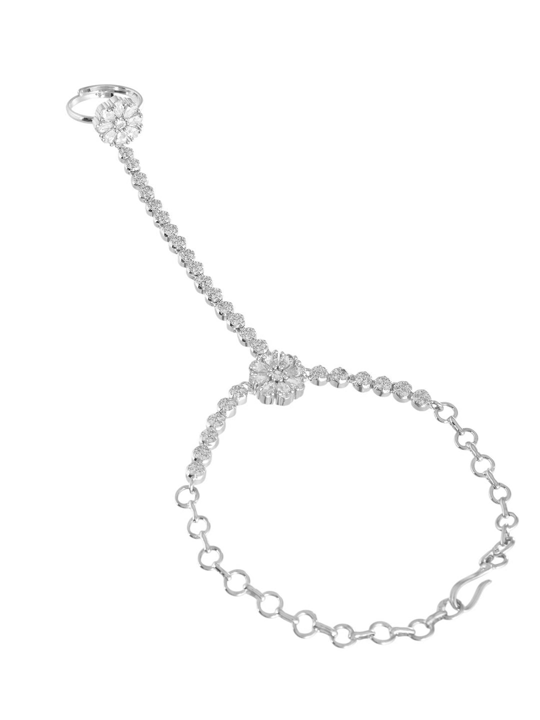 American Diamond Haathphool Bracelet Ring For Women | Party Wear Jewellery