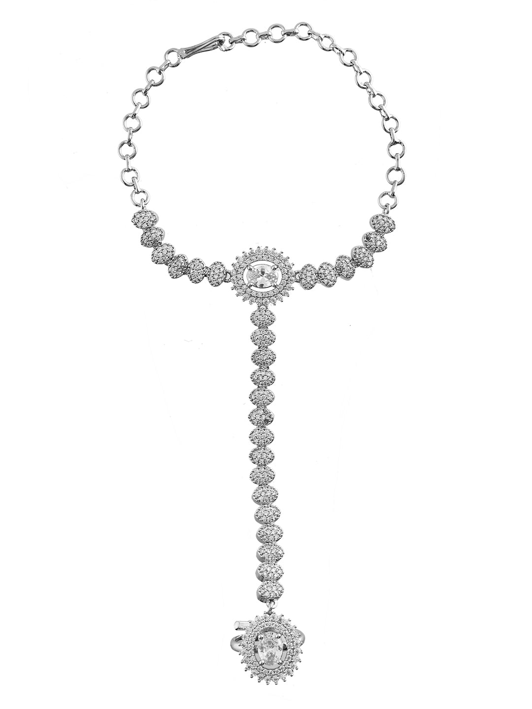 American Diamond Look Bridal Haath Phool Bracelet For Women & Girls