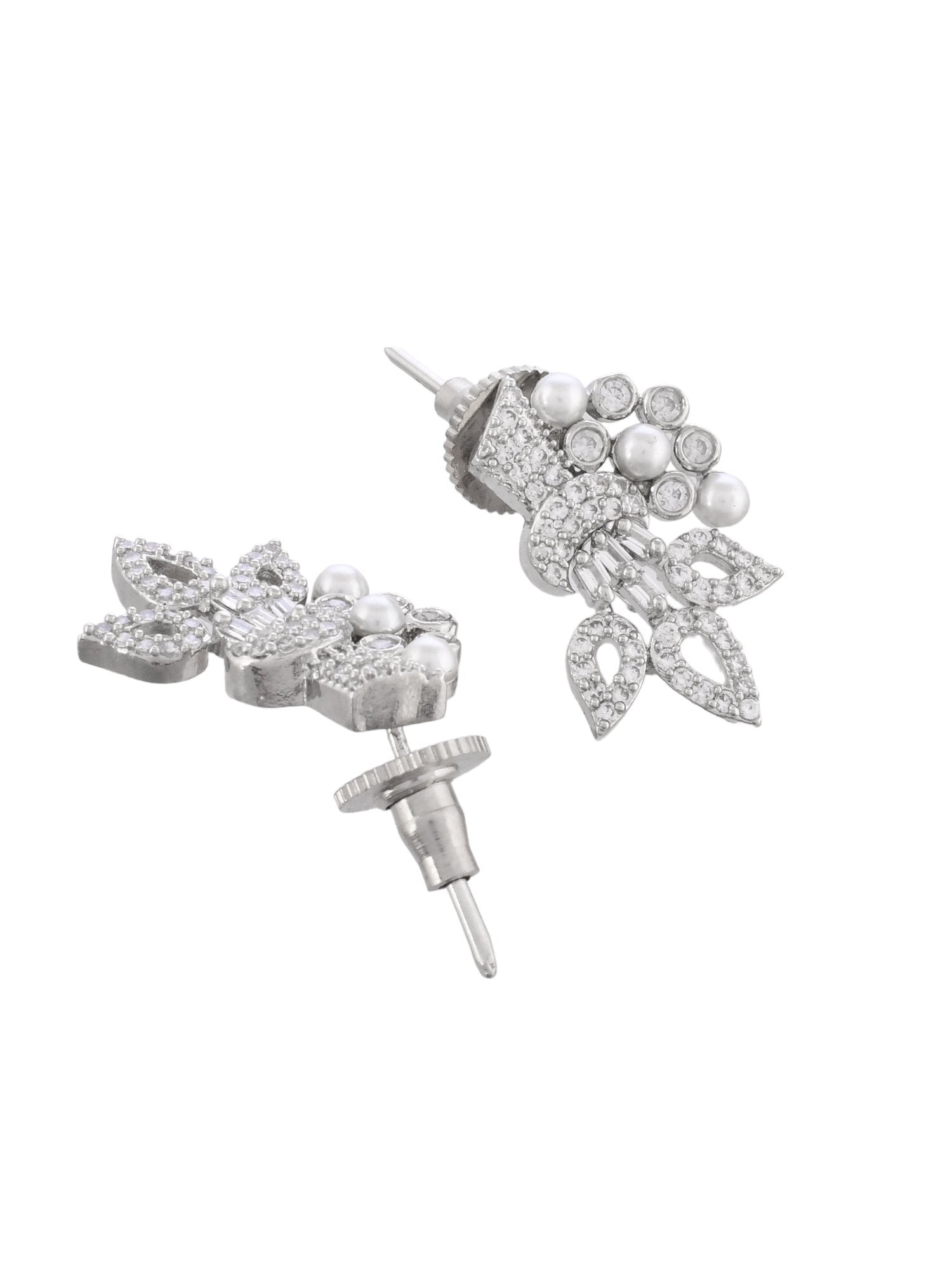 Diamond and Pearl Cluster Earrings For Women