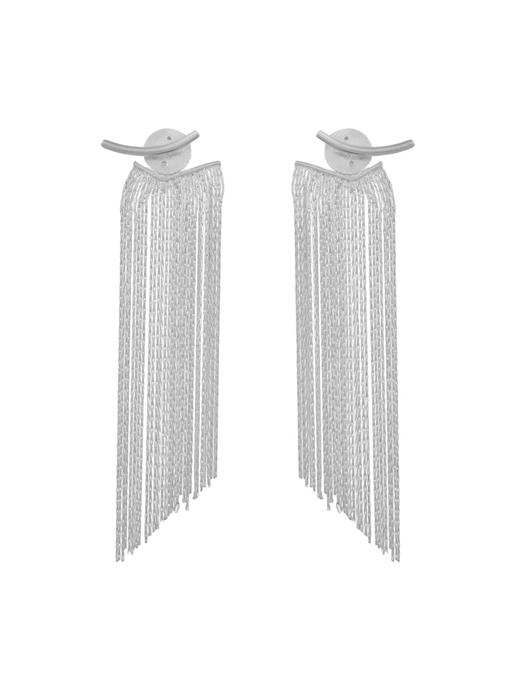Silver Tassel Party Wear Earrings For Women