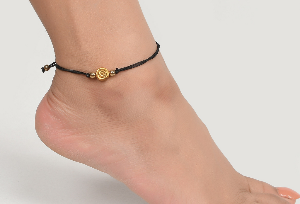 Affinity Bronze Charm Black Thread Anklet