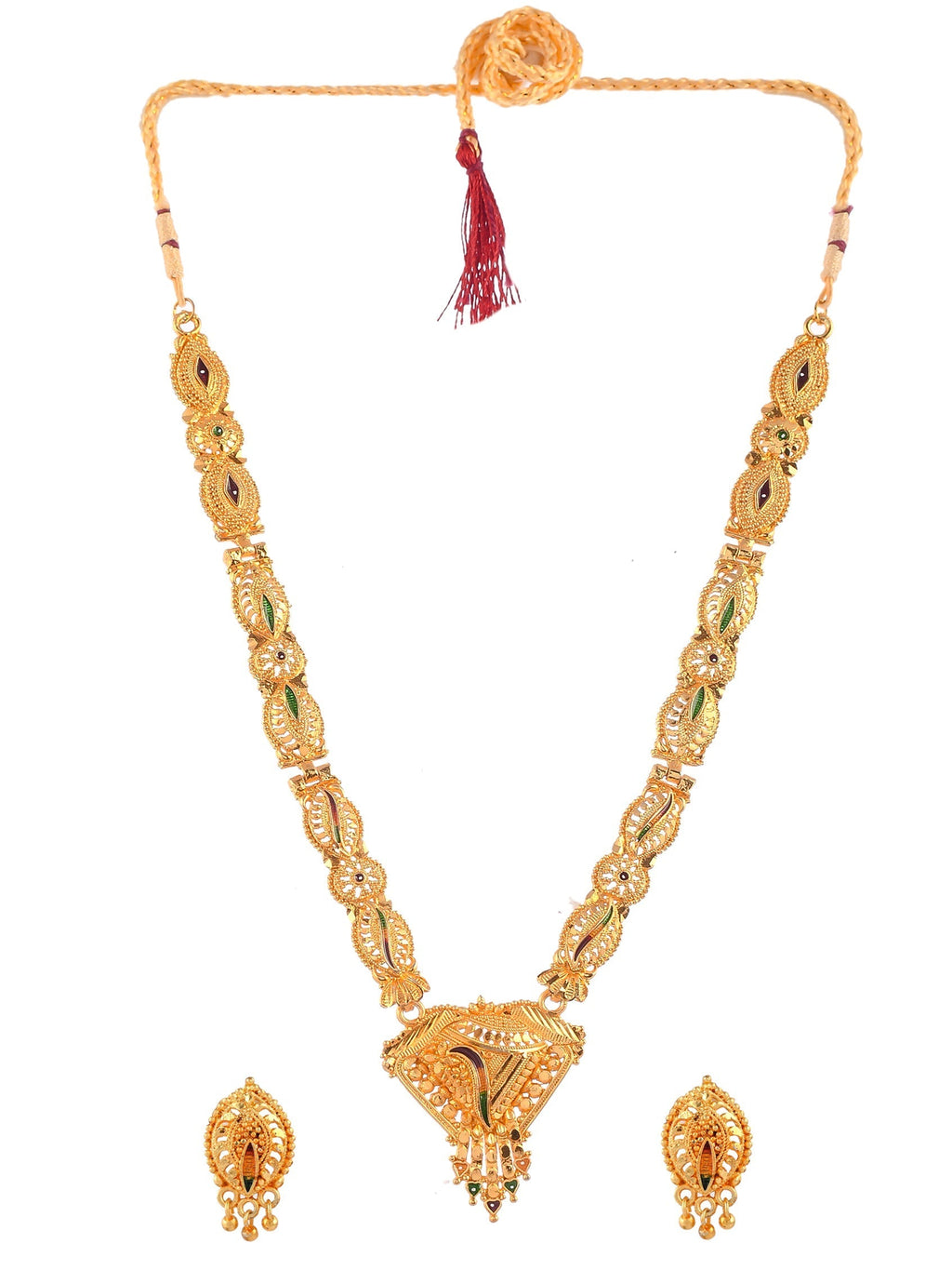 Gold Plated Handcrafted Meenakari Jewellery Set For Women