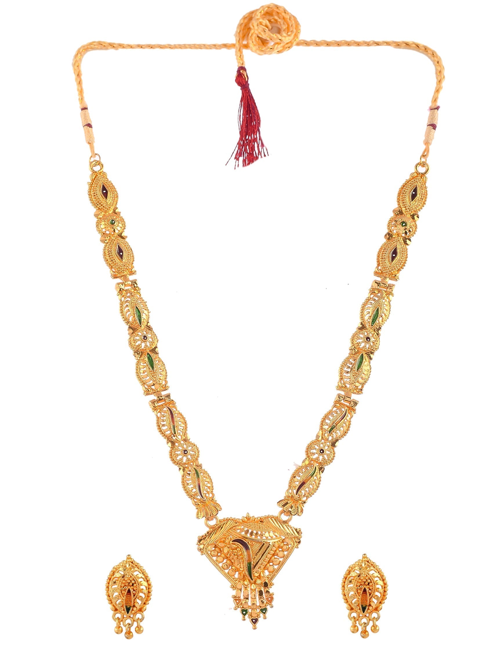 Gold Plated Handcrafted Meenakari Jewellery Set For Women