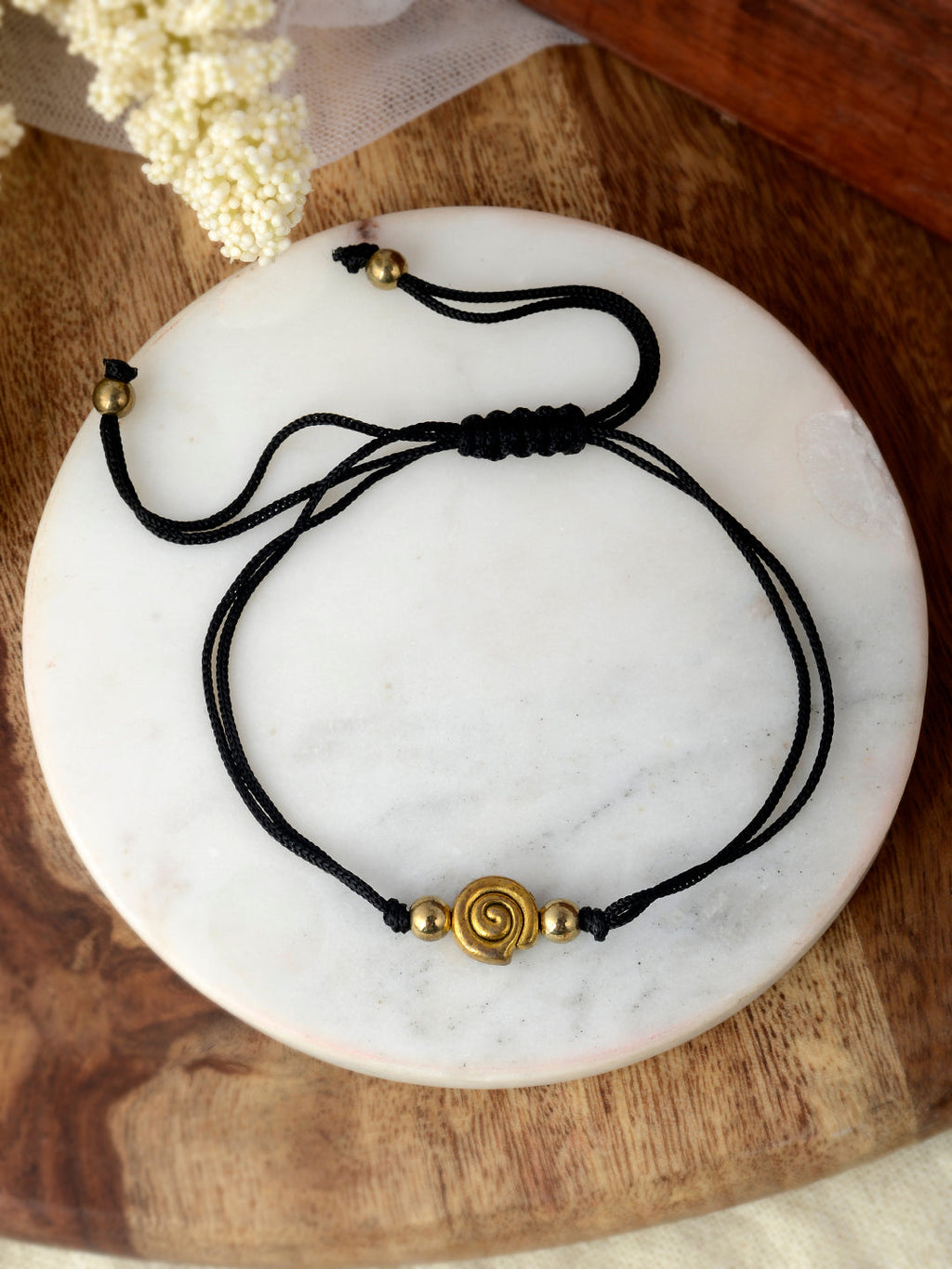 Affinity Bronze Charm Black Thread Anklet