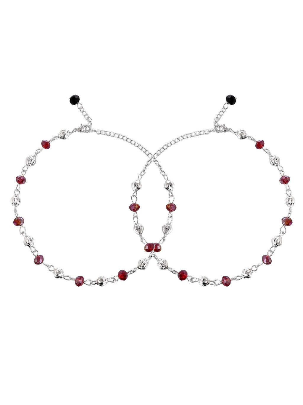 Stylish Beads-Studded Silver-Plated  Anklet For Girls