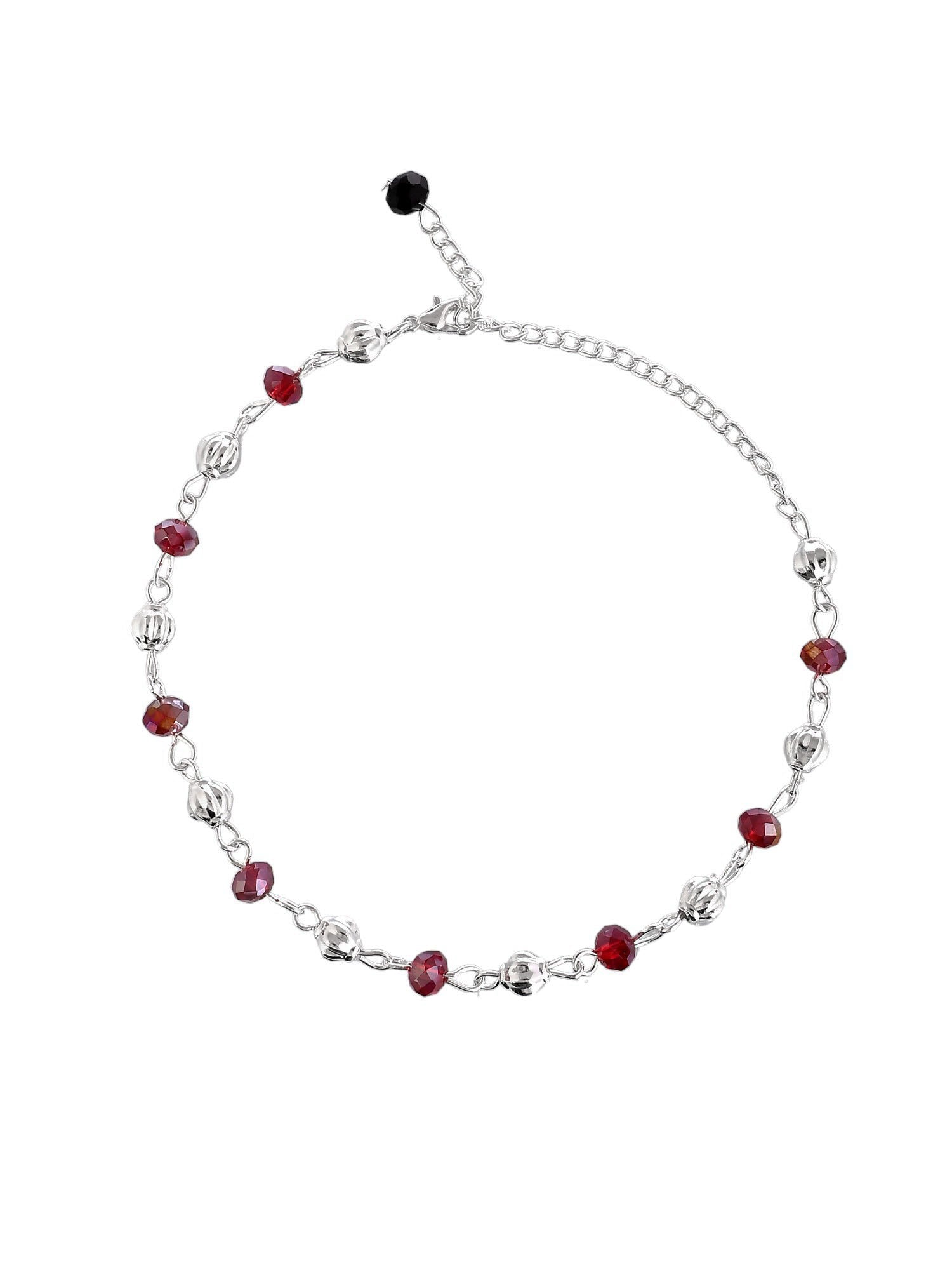 Stylish Beads-Studded Silver-Plated  Anklet For Girls