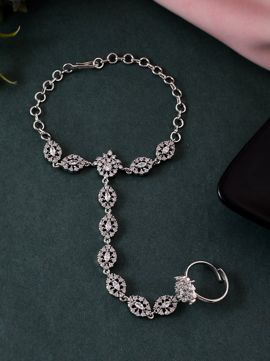 American Diamond Bracelet Ring Haathphool For Women | Wedding & Party Wear Jewellery