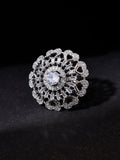 American Diamond & Silver Plated Cocktail Ring For Women