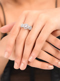 American  Diamond Studded  Silver-Plated Finger Ring For Women