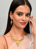 Gold Plated & Gold Toned Temple Jewellery Set For Women