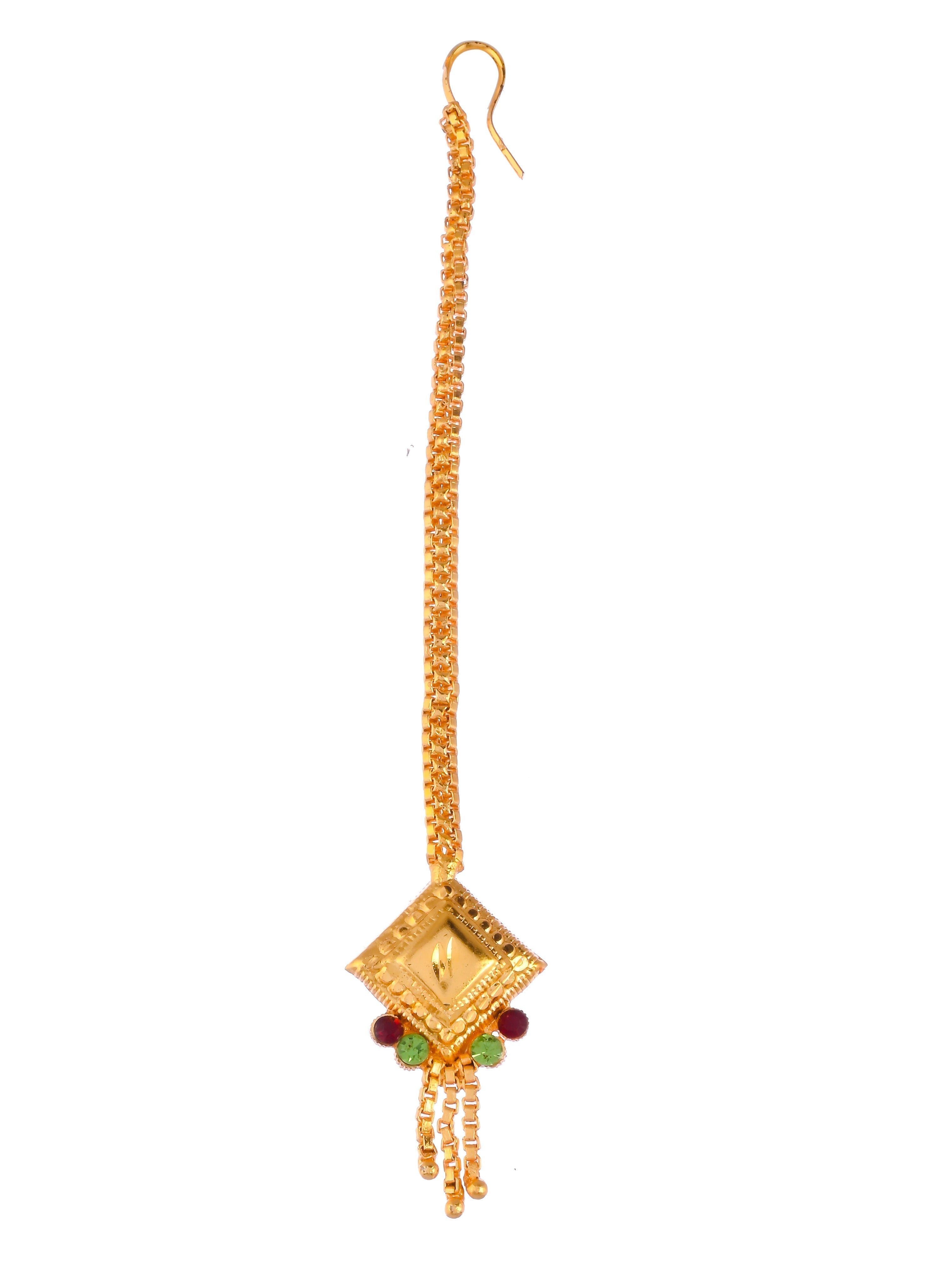 Gold Plated & Gold Toned Temple Jewellery Set For Women