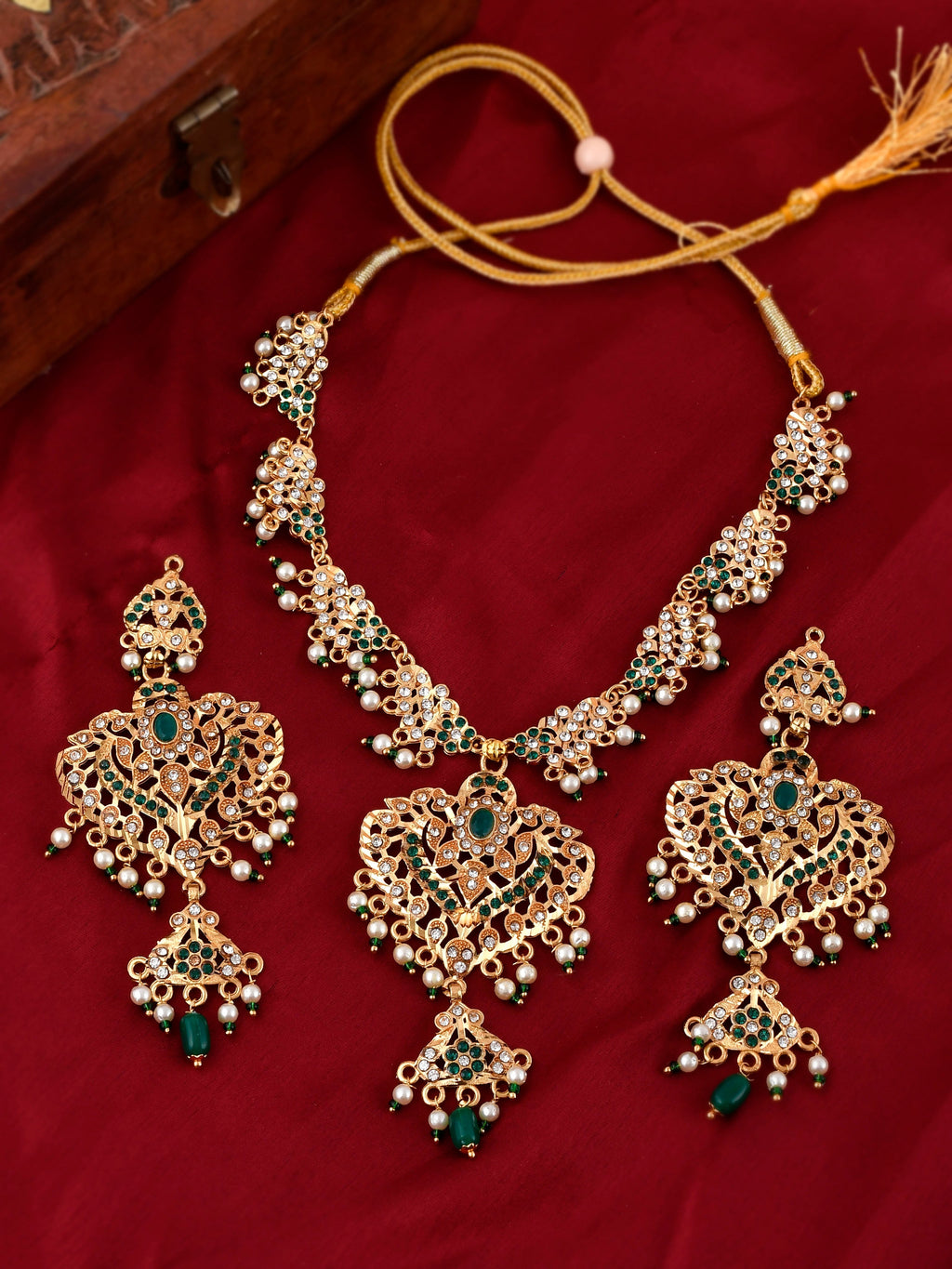 Gold Plated Handcrafted Meenakari Jewellery Set For Women