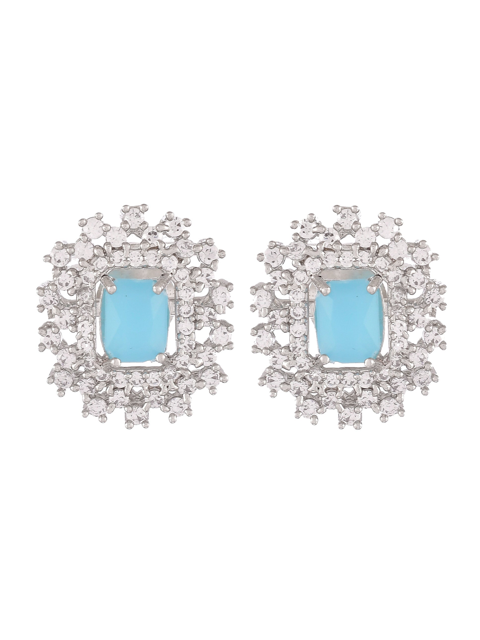 American Diamond Layered Blue Choker Jewellery Set