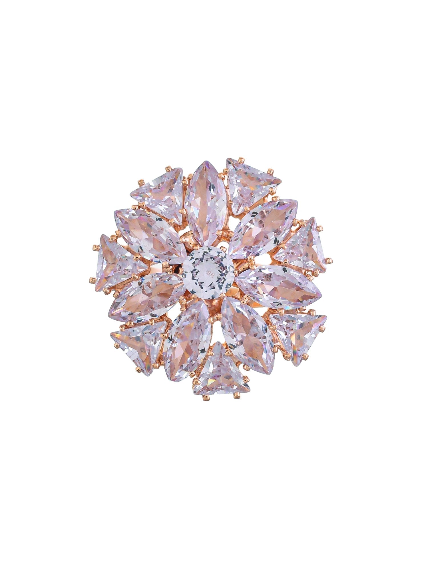 Adjustable AD Round Flower Design Rings For Women