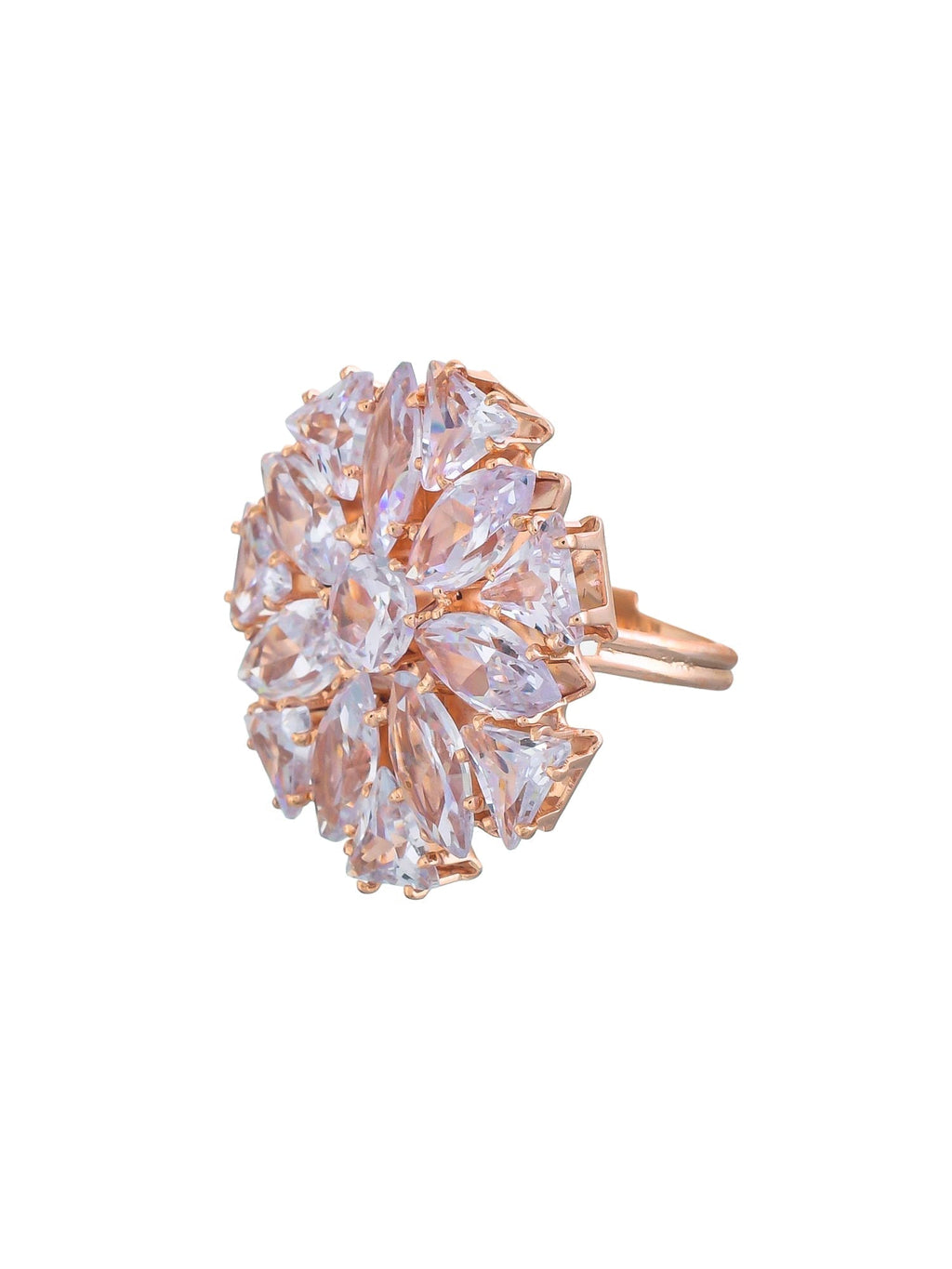 Adjustable AD Round Flower Design Rings For Women