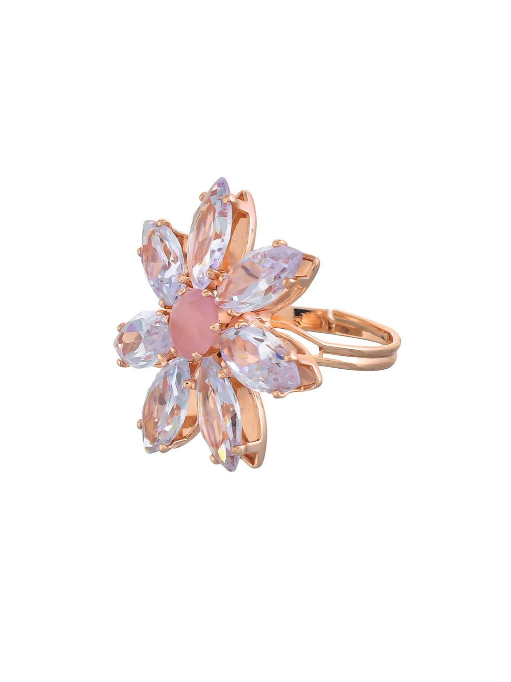 Adjustable Flower Design AD Ring For Women