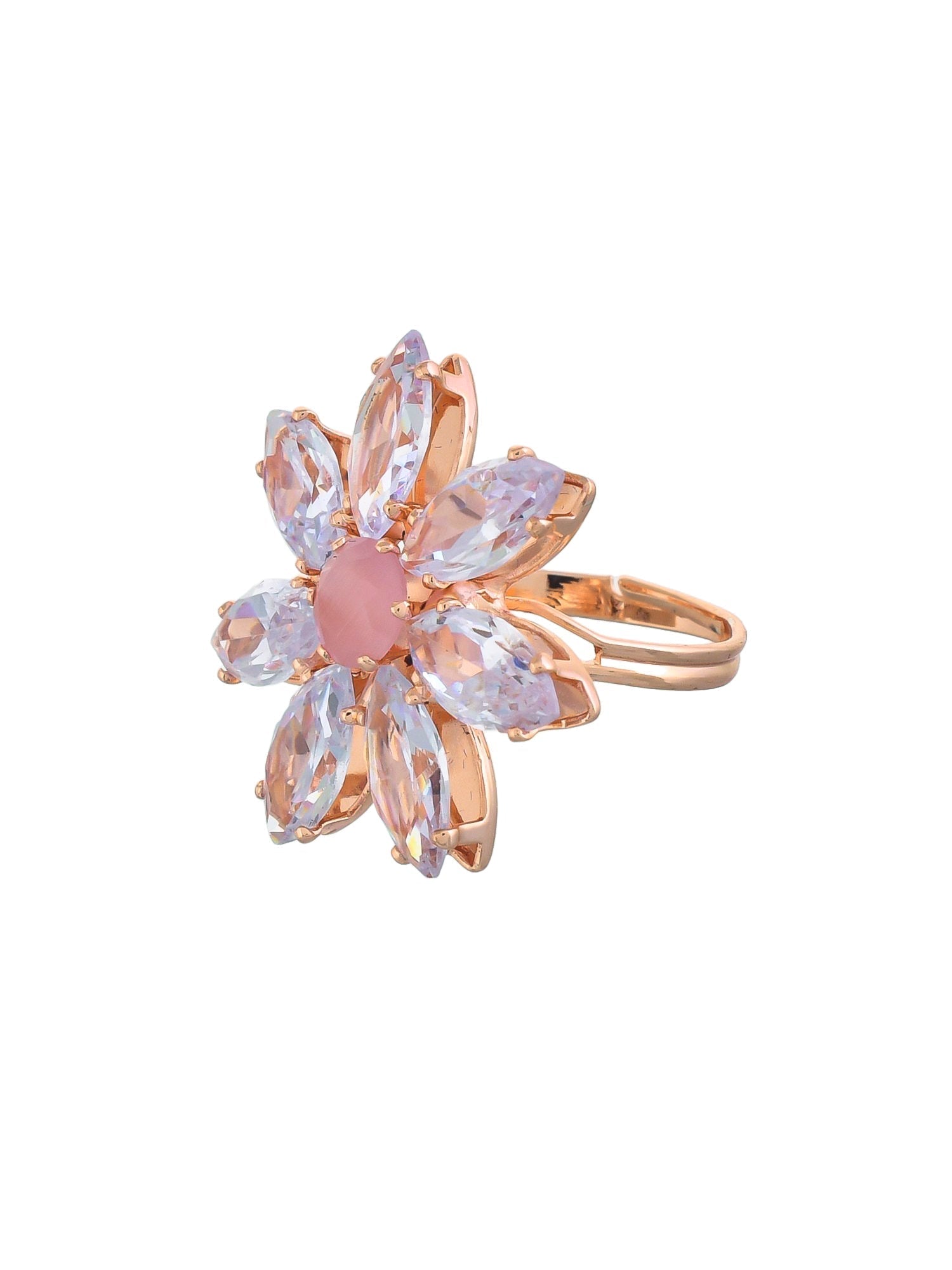 Adjustable Flower Design AD Ring For Women