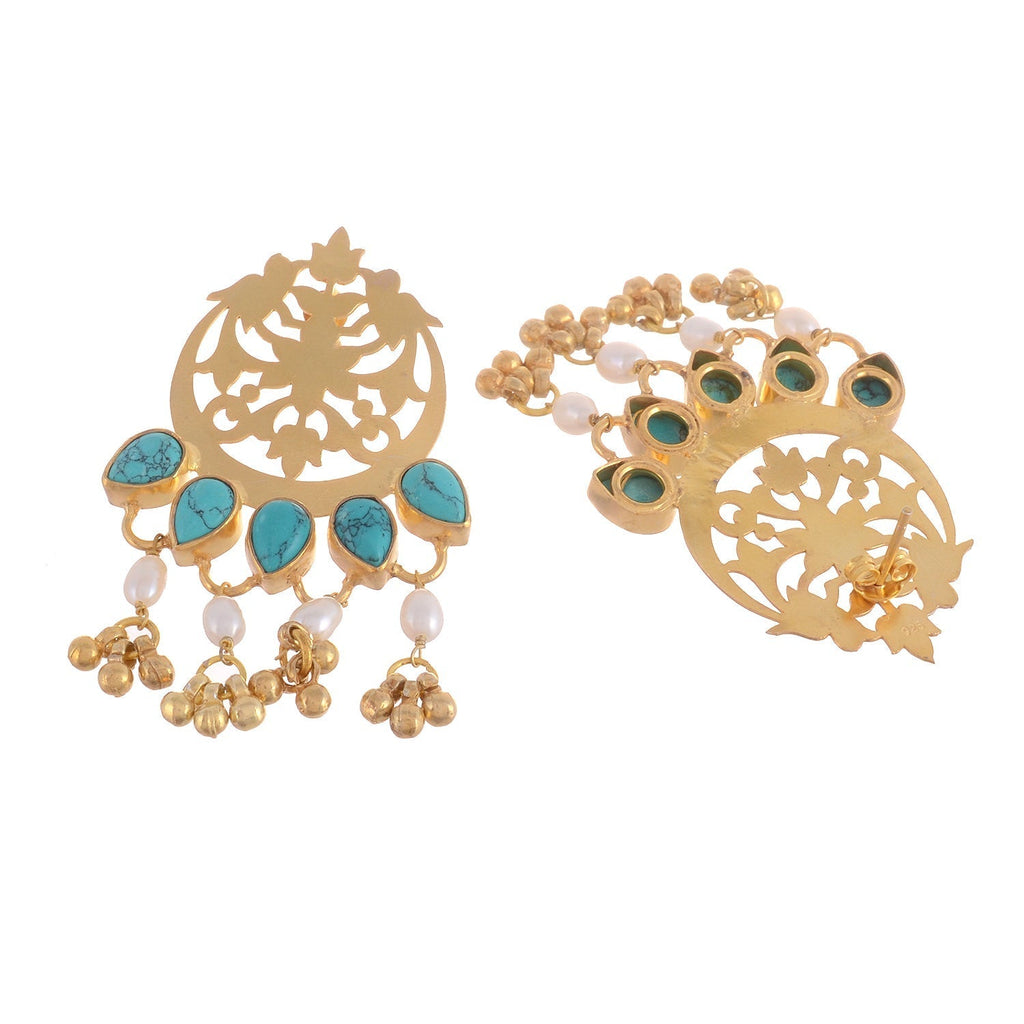 22-Karat Gold-Plated & Turquoise Blue Sterling Classic Drop Earrings